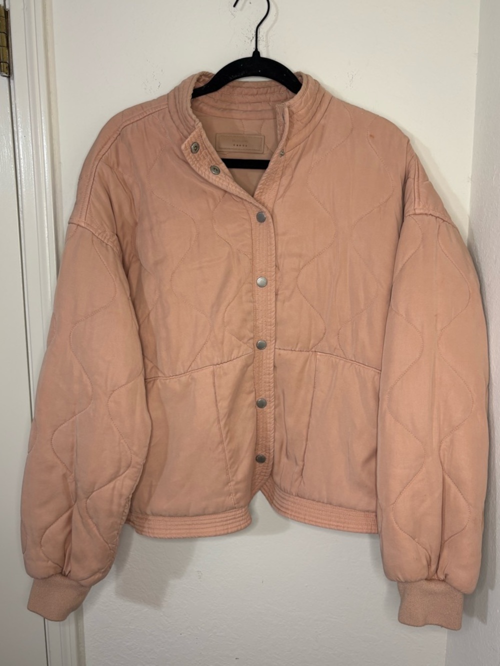 Blank NYC Quilted Snap-Front Carnation Jacket - Dusty Pink / peach size medium